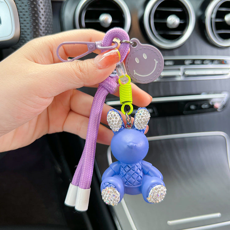 Wholesale Rope Diamond Candy Color Plaster Rabbit Keychains